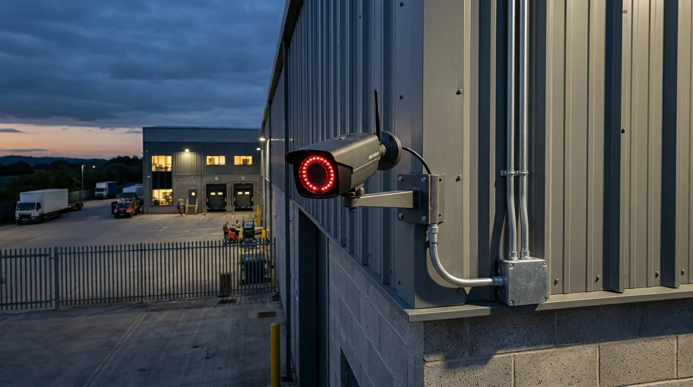 Instalación de cámaras de videovigilancia CCTV IP en nave industrial